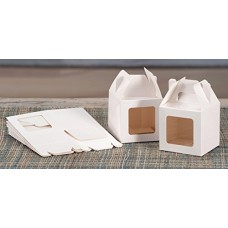 SF Lot de 20 boîtes en papier pour gâteaux 8 x 8 x 8 cm  avec fenêtre en polyéthylène  couleur blanc - B071944SW2